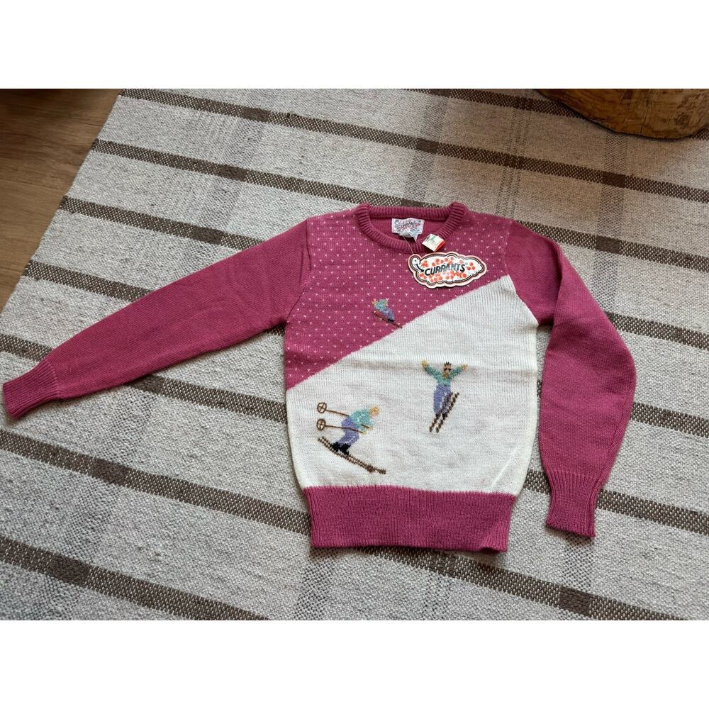 Vintage Currants Jeri-Jo Girls 12 Ski Sweater New Pink White Knit Winter